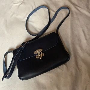 NWOT Small leather crossbody purse navy blue